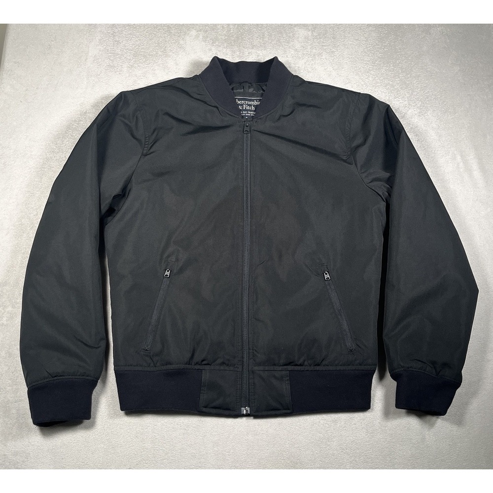 Abercrombie & Fitch Black Traveler Bomber Jacket Full‎ Zip Mens Size Small